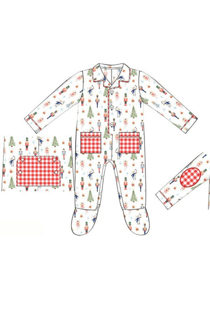 The Smocked Flamingo Apparel & Accessories Pre-Order Nutcracker Romper Gingham Pajamas