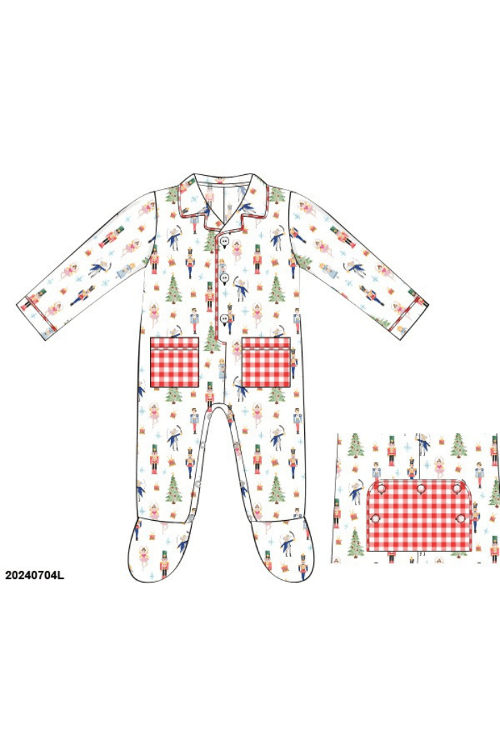 The Smocked Flamingo Apparel & Accessories Pre-Order Nutcracker Romper Gingham Pajamas