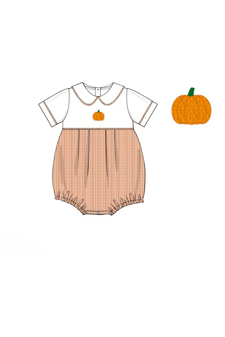 The Smocked Flamingo Apparel & Accessories Pre-Order Orange Seersucker Gingham Pumpkin Bubble