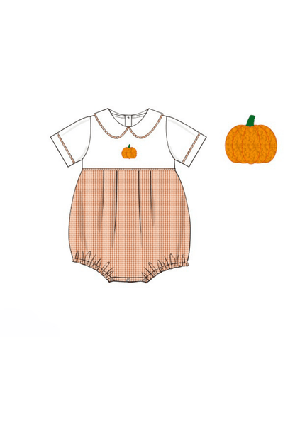 The Smocked Flamingo Apparel & Accessories Pre-Order Orange Seersucker Gingham Pumpkin Bubble