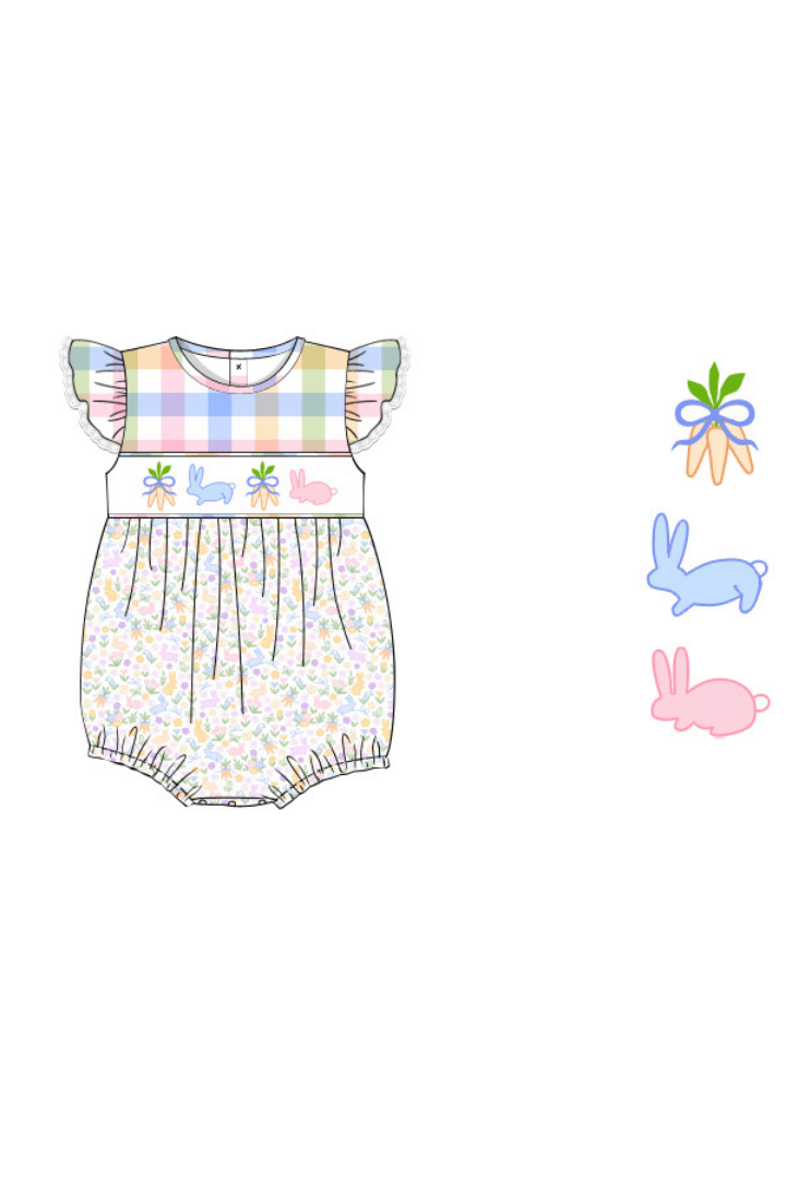 The Smocked Flamingo Apparel & Accessories Pre-Order Pastel Gingham Bunny Bubble