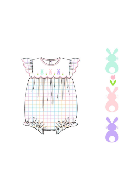 The Smocked Flamingo Apparel & Accessories Pre-Order Pastel Plaid Bunny Bubble