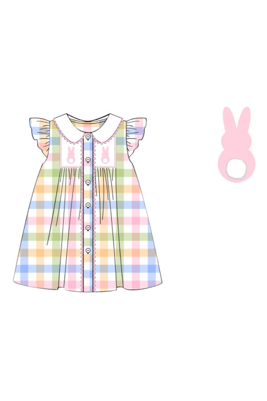 The Smocked Flamingo Apparel & Accessories Pre-Order Pastel Plaid Bunny Bubble Dress