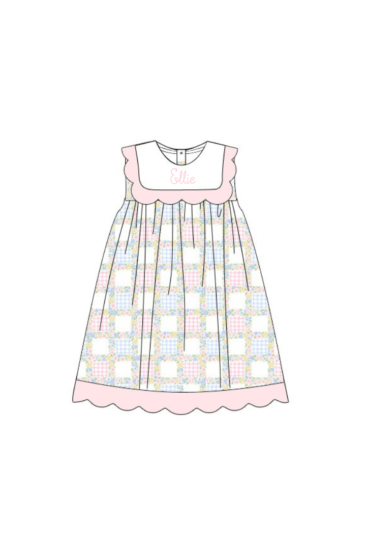The Smocked Flamingo Apparel & Accessories Pre-Order Patchwork Scalloped Dress