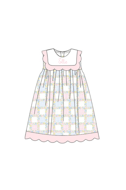 The Smocked Flamingo Apparel & Accessories Pre-Order Patchwork Scalloped Dress