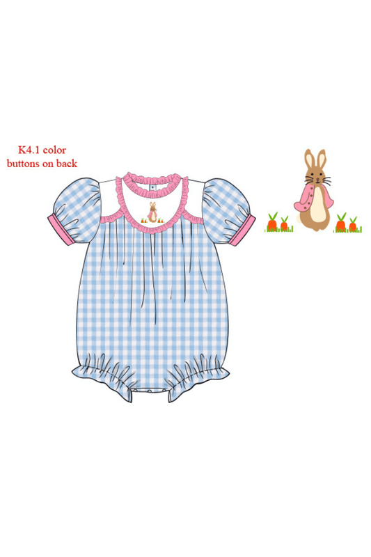 The Smocked Flamingo Apparel & Accessories Pre-Order Peter Rabbit Blue/Pink Seersucker Bubble