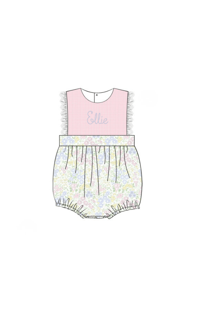 The Smocked Flamingo Apparel & Accessories Pre-Order Pink and Blue Floral Bubble
