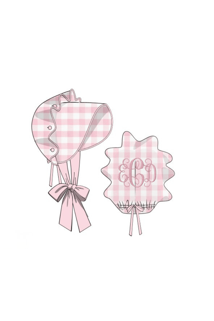 The Smocked Flamingo Apparel & Accessories Pre-Order Pink Buffalo Check Bonnet