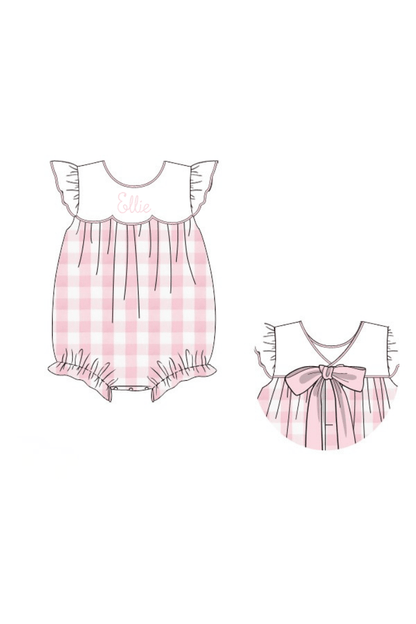 The Smocked Flamingo Apparel & Accessories Pre-Order Pink Buffalo Check Ruffle Bow Bubble