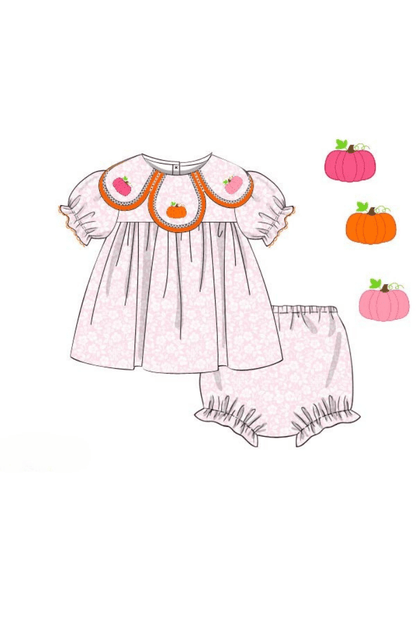 The Smocked Flamingo Apparel & Accessories Pre-Order Pink Floral Tulip Pumpkin Bloomer Set