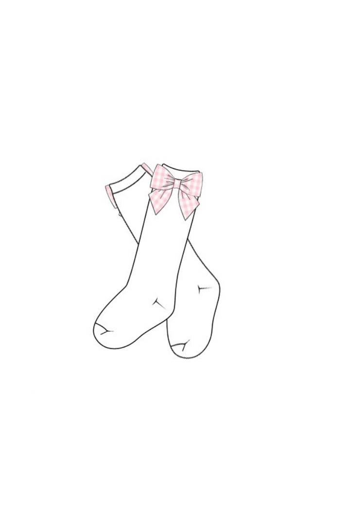 The Smocked Flamingo Apparel & Accessories Pre-Order Pink Gingham Bow Socks
