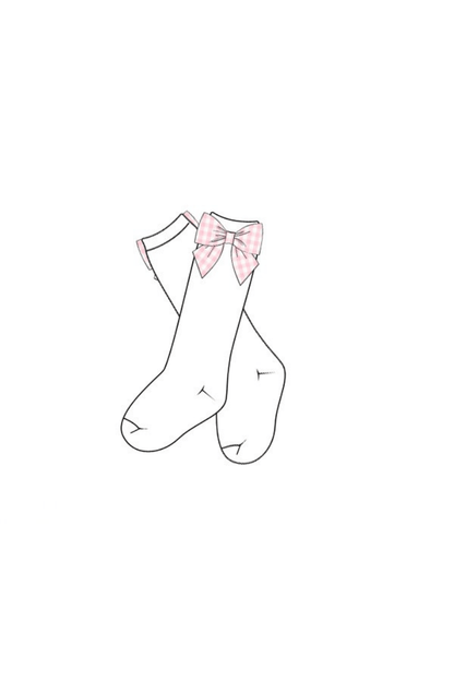 The Smocked Flamingo Apparel & Accessories Pre-Order Pink Gingham Bow Socks