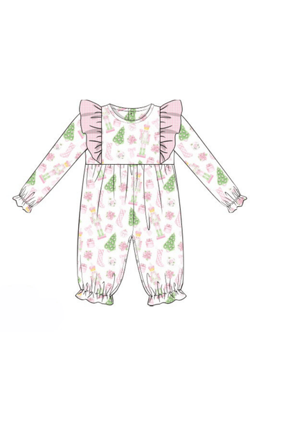 The Smocked Flamingo Apparel & Accessories Pre-Order Pink Gingham Ruffle Nutcracker Romper