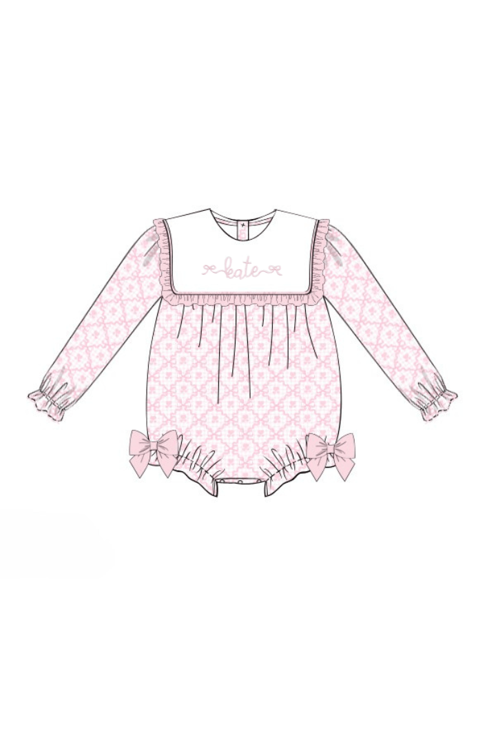 The Smocked Flamingo Apparel & Accessories Pre-Order Pink Heart and Bow Ruffle Bubble