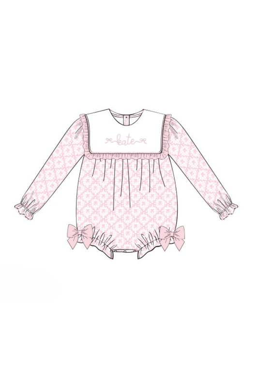 The Smocked Flamingo Apparel & Accessories Pre-Order Pink Heart and Bow Ruffle Bubble