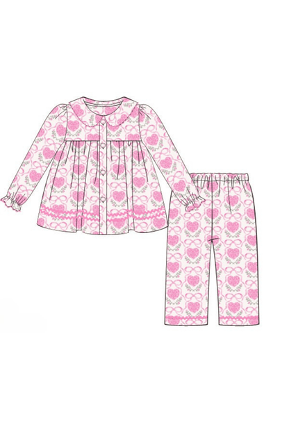 The Smocked Flamingo Apparel & Accessories Pre-Order Pink Hearts Swing Pajama Set