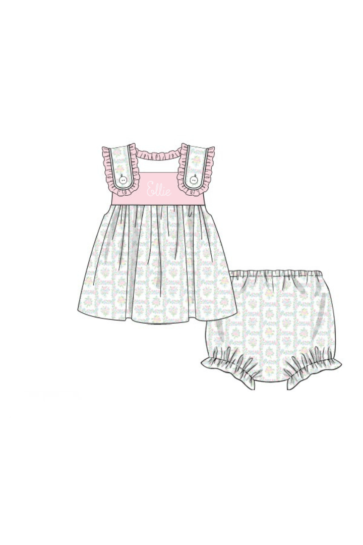 The Smocked Flamingo Apparel & Accessories Pre-Order Pink Patchwork Ruffle Bloomer Set