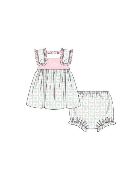 The Smocked Flamingo Apparel & Accessories Pre-Order Pink Patchwork Ruffle Bloomer Set