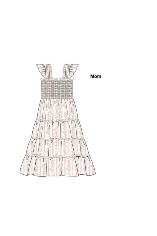 The Smocked Flamingo Apparel & Accessories Pre-Order Pink Spring Floral Smocked Mom Sleeveless Dress