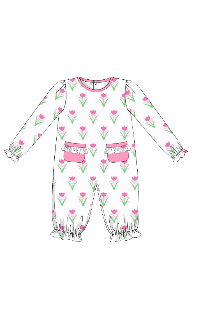 The Smocked Flamingo Apparel & Accessories Pre-Order Pink Tulip Knit Romper