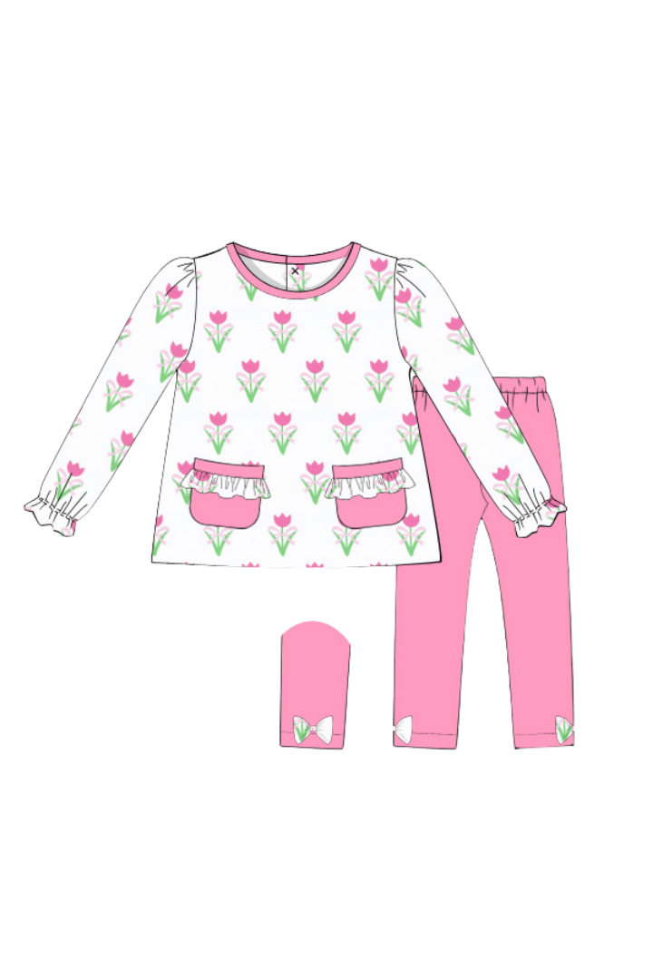 The Smocked Flamingo Apparel & Accessories Pre-Order Pink Tulip Pant Set