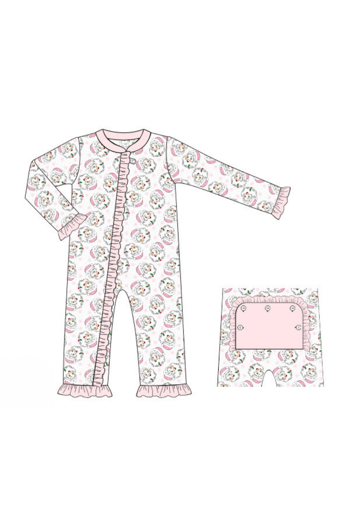 The Smocked Flamingo Apparel & Accessories Pre-Order Pink Vintage Santa Zippys