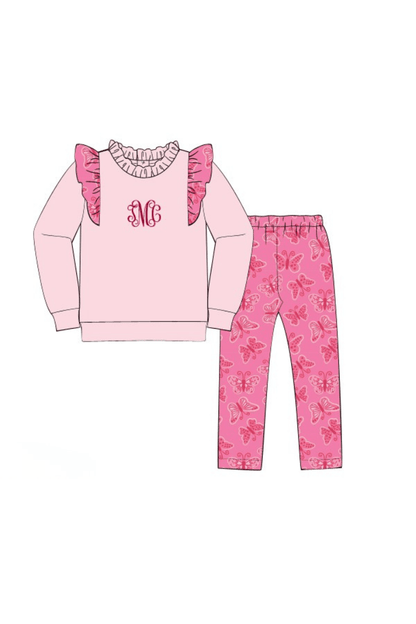 The Smocked Flamingo Apparel & Accessories Pre-Order Pretty in Pink Butterfly Pant Set
