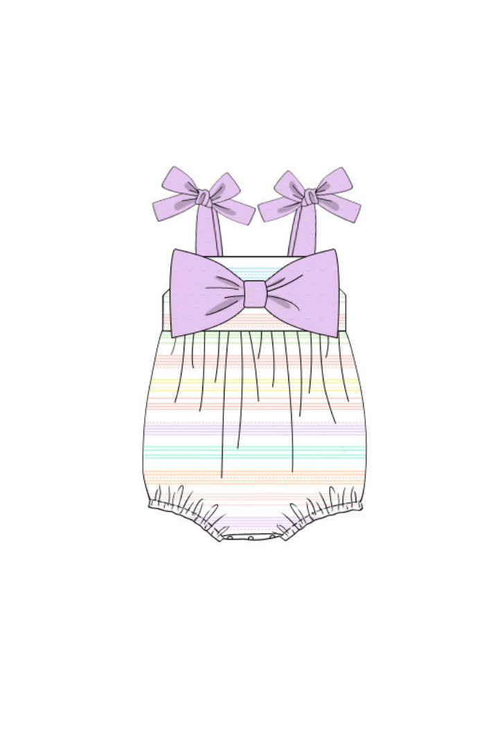 The Smocked Flamingo Apparel & Accessories Pre-Order Pretty In Purple Stripe Knit Bubble