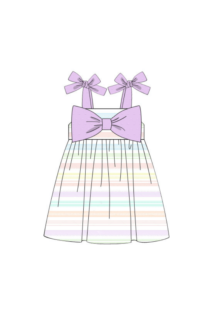 The Smocked Flamingo Apparel & Accessories Pre-Order Pretty In Purple Stripe Knit Dress