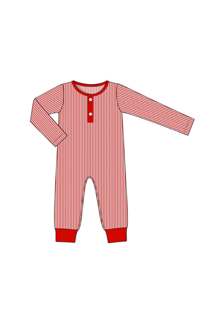 The Smocked Flamingo Apparel & Accessories Pre-Order Red Christmas Stripe Longjohns