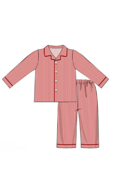 The Smocked Flamingo Apparel & Accessories Pre-Order Red Christmas Stripe Lounge Pajamas