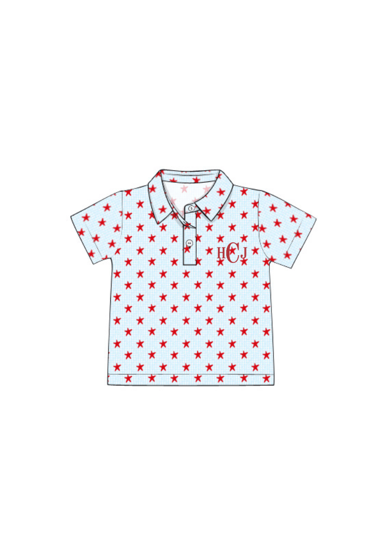 The Smocked Flamingo Apparel & Accessories Pre-Order Red Star Polo Shirt
