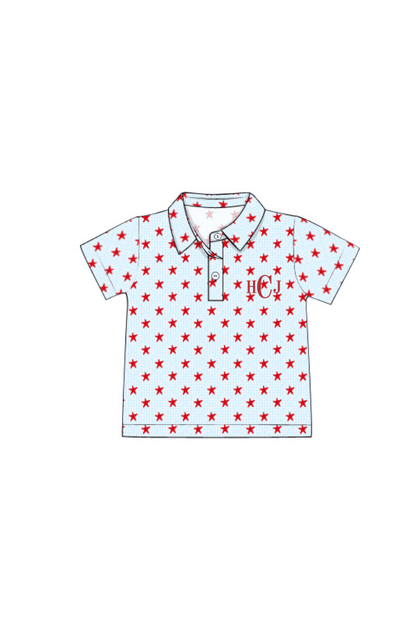 The Smocked Flamingo Apparel & Accessories Pre-Order Red Star Polo Shirt
