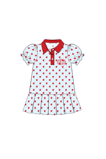 The Smocked Flamingo Apparel & Accessories Pre-Order Red Star Tennis Dress