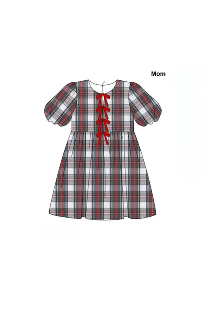 The Smocked Flamingo Apparel & Accessories Pre-Order Red Tartan Plaid Matching Mom Dress