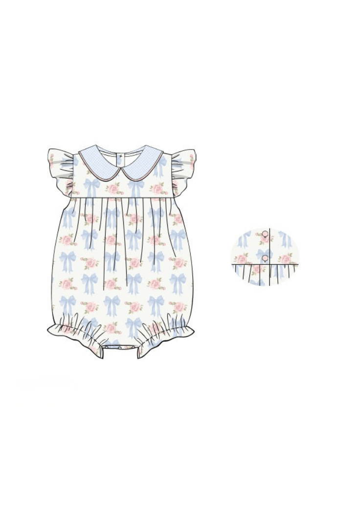 The Smocked Flamingo Apparel & Accessories Pre-Order Roses and Bows Flutter Sleeve Bubble