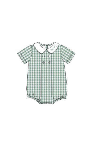 The Smocked Flamingo Apparel & Accessories Pre-Order Sage Green Gingham Seersucker Bubble