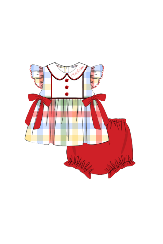 The Smocked Flamingo Apparel & Accessories Pre-Order School Day Plaid Bloomer Set