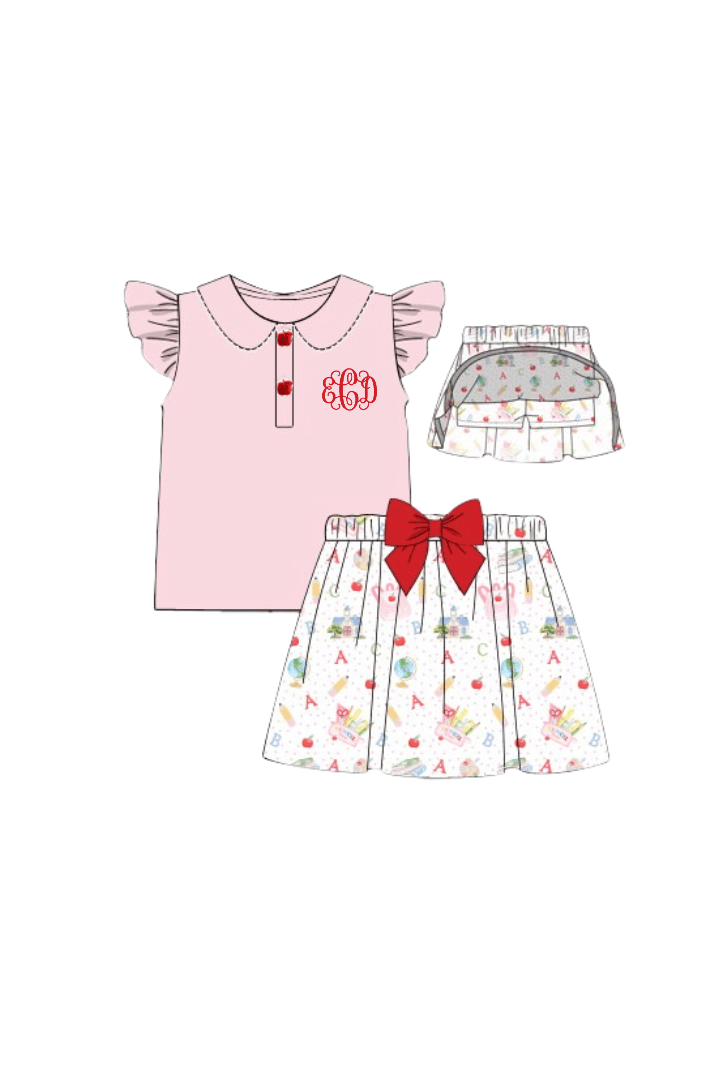 The Smocked Flamingo Apparel & Accessories Pre-Order School Days Skort Set