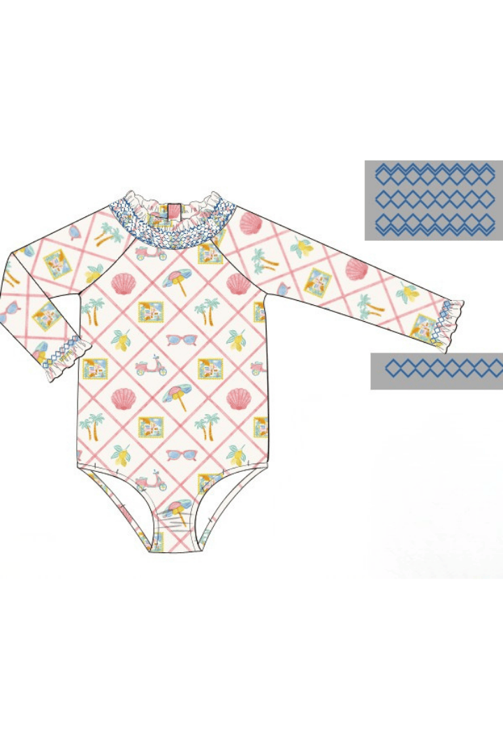 The Smocked Flamingo Apparel & Accessories Pre-Order Seaside Charm Smocked Swimsuit