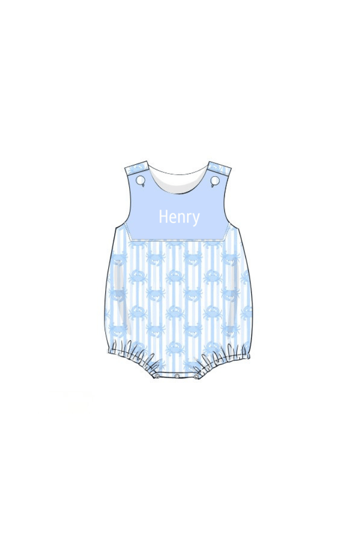 The Smocked Flamingo Apparel & Accessories Pre-Order Seaside Crab Blue Bubble