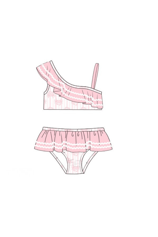 The Smocked Flamingo Apparel & Accessories Pre-Order Seaside Crab Pink 2 pc. Swimsuit