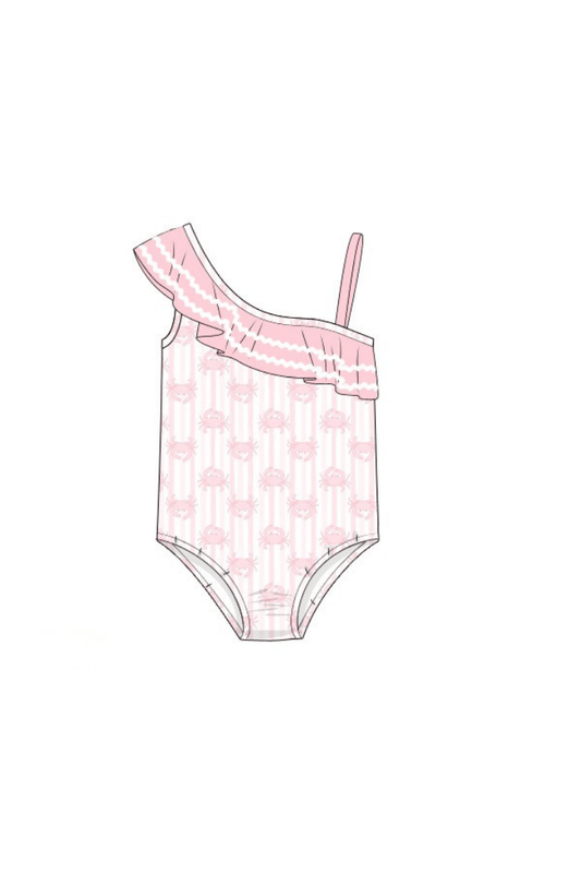 The Smocked Flamingo Apparel & Accessories Pre-Order Seaside Crab Pink Swimsuit
