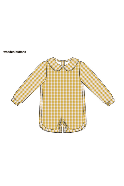 The Smocked Flamingo Apparel & Accessories Pre-Order Seersucker Yellow Checkered Shortall