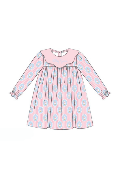 The Smocked Flamingo Apparel & Accessories Pre-Order Silly Goose Pink and Blue Dress