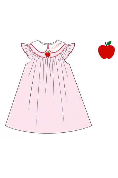 The Smocked Flamingo Apparel & Accessories Pre-Order Smocked Apple Pink Bitty Dot Dress