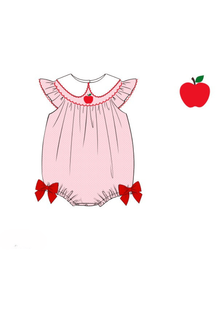 The Smocked Flamingo Apparel & Accessories Pre-Order Smocked Apple Pink Polka Dot Bubble
