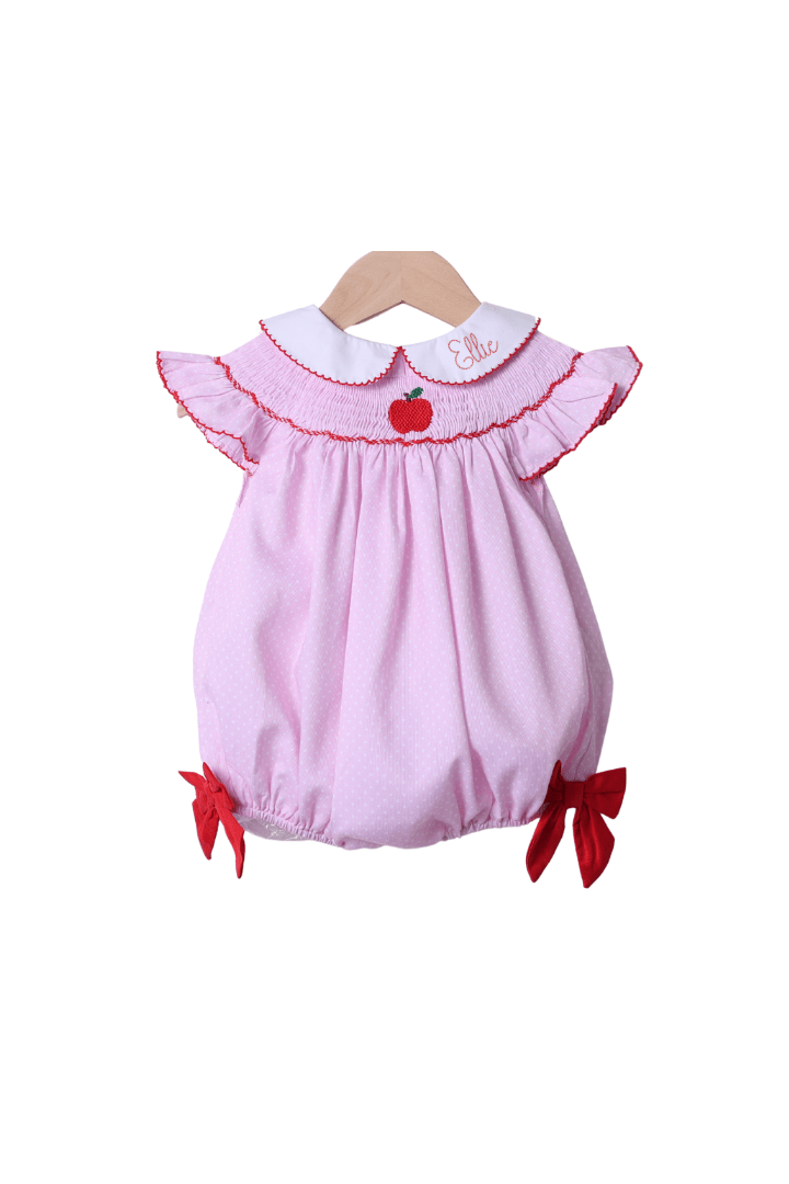 The Smocked Flamingo Apparel & Accessories Pre-Order Smocked Apple Pink Polka Dot Bubble