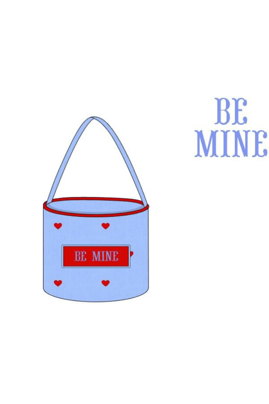 The Smocked Flamingo Apparel & Accessories Pre-Order Smocked Be Mine Embroidered Heart Blue Corduroy Treat Basket