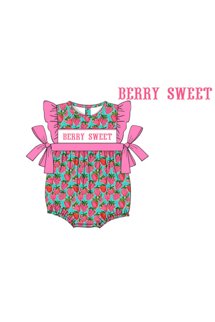 The Smocked Flamingo Apparel & Accessories Pre-Order Smocked Berry Sweet Strawberry Bubble